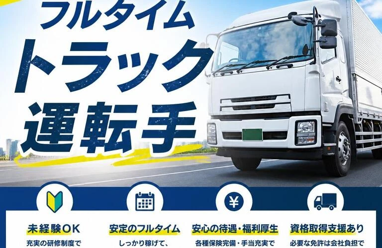 新しいチャレンジ！未経験者歓迎のフルタイムトラック運転手