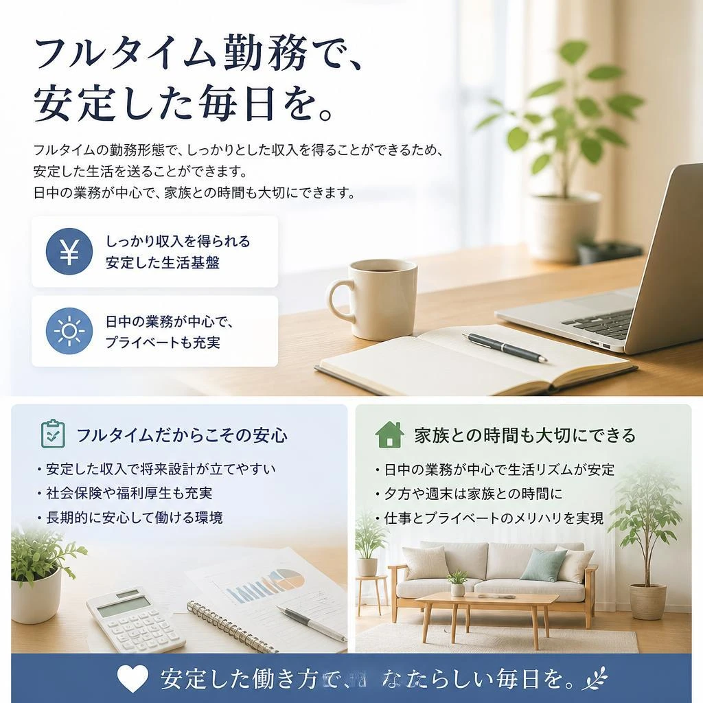 フルタイムで安定した生活を