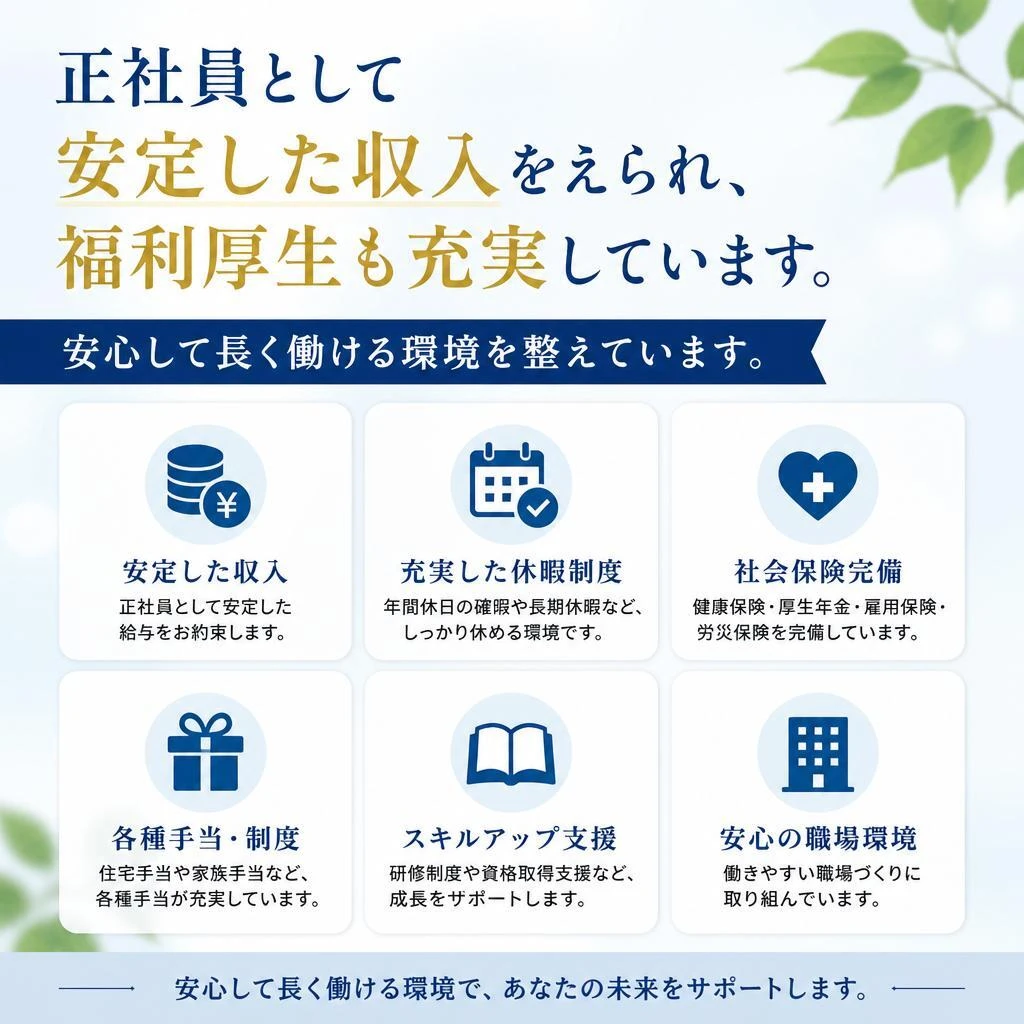 安定した給与と魅力的な待遇