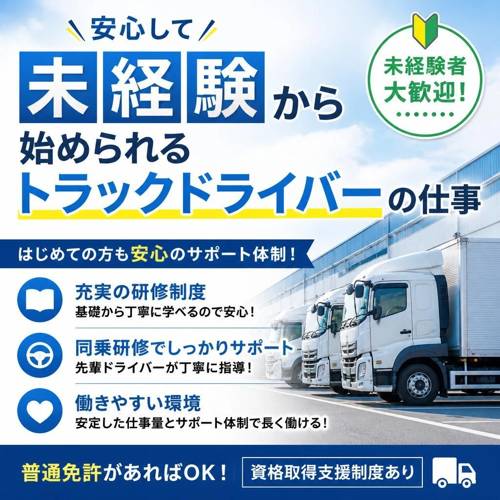 安心して未経験から始められるトラックドライバーの仕事