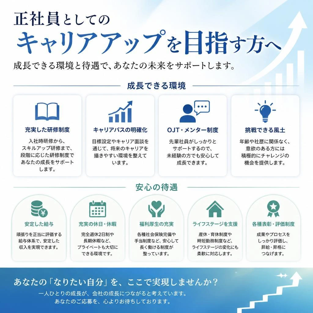 キャリアアップのチャンス！正社員募集